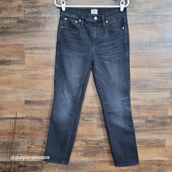 J Crew Jeans 28 Vintage Straight Mid Rise Tummy Control Black Wash Denim - Picture 1 of 14